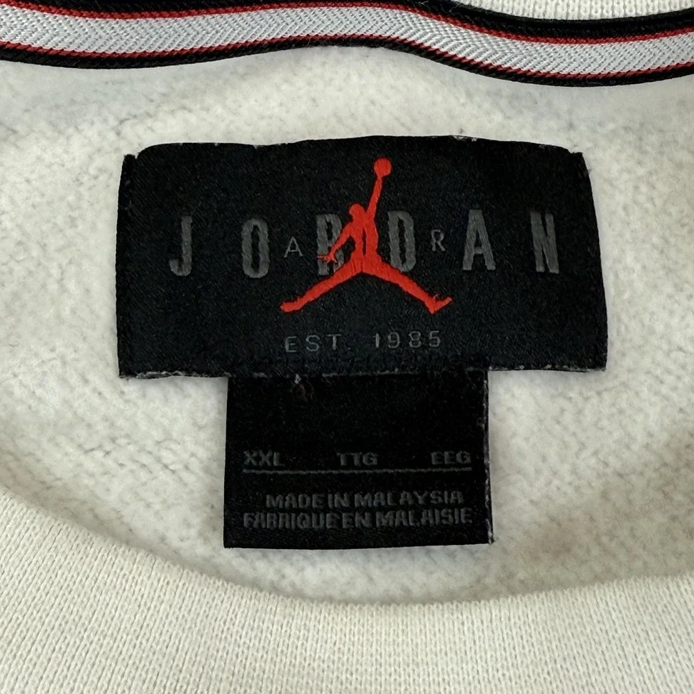 Jordan Crewneck Sweatshirt Mens 2XL White NBA Basketball Jumpman Spellout Logo‎